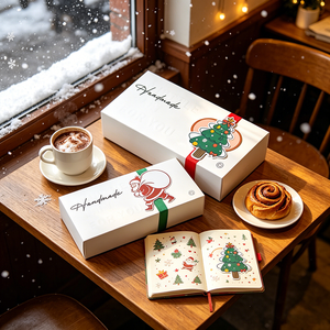 Boîte à dessert artisanale personnalisée avec logo, avec sangle motif chat porte-bonheur/danse du lion, boîte cadeau en papier pour biscuits, pâtisseries et cadeaux de fête - Product Image 5