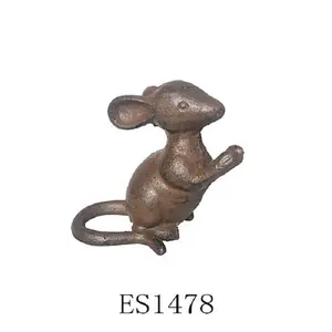铸铁可爱老鼠雕像雕塑黑色老鼠雕像雕刻桌面摆件雕像，