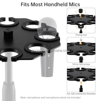 Support multi-microphones à 8 emplacements pour jusqu'à 8 micros, plateau métallique pour micros filaires et sans fil, organisateur de scène et de studio