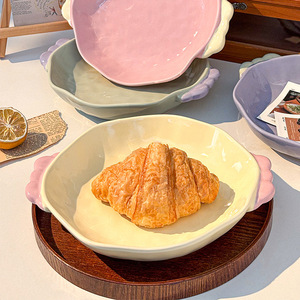 Assiette en céramique série Candy Bean, forme irrégulière, bol profond pour usage domestique et fêtes, vaisselle de couleur unie - Product Image 3
