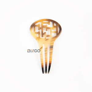 Bâtonnet à cheveux en corne de buffle naturelle, double spirale, couleur ambre, épingle à cheveux faite à la main, unisexe, élégante, accessoires de luxe BIXGO - Product Image 1