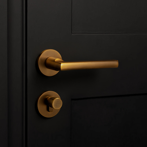 Cerradura silenciosa para puerta con diseño de barras de tracción simétricas, en cobre antiguo amarillo, para interior de dormitorio, con manija de aleación de aluminio - Product Image 3