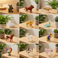 Ornement de bureau coloré fait main en verre borosilicate soufflé, figurines des 12 animaux du zodiaque chinois pour la décoration intérieure