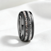 Bague en carbure de tungstène noir de 8 mm avec incrustation d'antlers de cerf, ajustement confortable, pour mariage, anniversaire ou fête, pour hommes et femmes, vente en gros