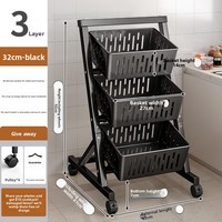 Freistehendes Drei-/Vierstöckiges Küchenregal aus Kohlenstoffstahl Langlebiges Modernes Design zur Aufbewahrung von Obst & Gemüse