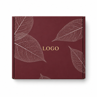 Boîte d'expédition en carton ondulé rouge avec logo personnalisé, motif de feuilles blanches, emballage cadeau, boîte en papier cartonnée, vente en gros