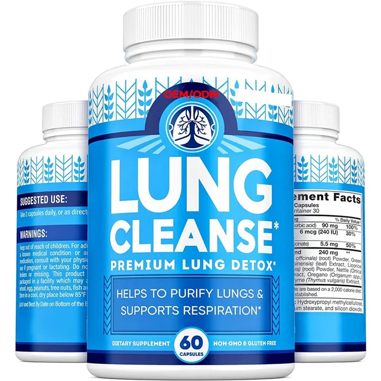 60 Kapseln Lungenunterstützung-Supplement natürliche Kapseln für Lungenreinigung und Entgiftung des Atmungssystems