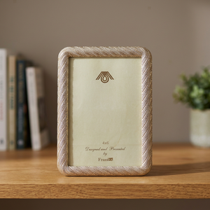 HOME DECORATION RATTAN MODERN GOLD ZINC ALLOY METAL GLASS PHOTO <b>FRAME</b> 4"X6" - Product Image 2