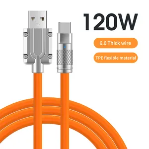 Yeni sıvı silikon tip-c USB veri cable120W Sync şarj kablosu 6A hızlı Samsung için şarj kablosu