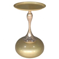 Ensemble de table basse en verre en bois de luxe nordique moderne Table d'extrémité circulaire avec métal décoratif pour salon ou canapé Side Center
