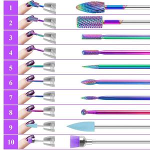 Professional 10 in 1Multi-Functional Electric Nail Drill <b>Kit</b> Large Barrel Safety Bit Nail Drill Bits <b>Kit</b> for <b>Gel</b> Removal - Product Image 1