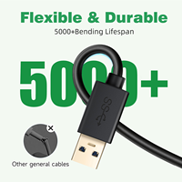 Câble d'extension USB 3.0 WISTAR à charge rapide 3A, mâle vers femelle, pour batteries externes, avec blindage tressé et gaine en PVC