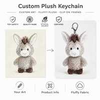 Porte-clés en peluche personnalisé OEM, pendentif animal en peluche âne de dessin animé, cadeau promotionnel, petite série