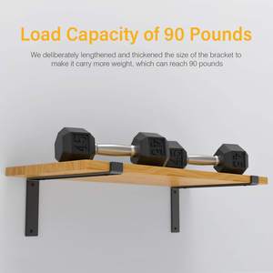 Support <span class=keywords><strong>d</strong></span>'étagère mural en métal robuste industriel rustique en fonte de fer massif en acier solide noir DIY en forme de L - Product Image 4