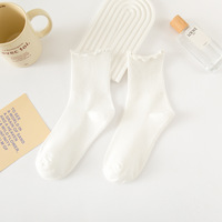 Chaussettes Montantes en Coton Respirant Mode Femme, Noir et Blanc, Bords Amples, Design Tube Personnalisé, pour Usage Quotidien d'Automne, Vente en Gros