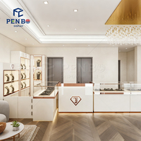 Vitrine de présentation de bijoux en or de luxe sur mesure avec éclairage LED, comptoir en verre pour bijoux en diamant, pour la décoration intérieure de magasins de bijoux haut de gamme
