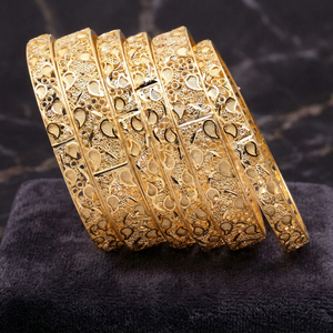 Wholesale 14K 18K 24K Gold Plated Brass Gold Filled Forming <b>Bangles</b> Fashion Traditional Wedding 6-Piece <b>Set</b> Jewelry - Product Image 5