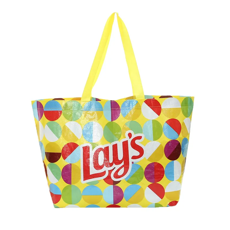 low price custom reusable lamination pp woven promotion tote shopping bag for supermarket