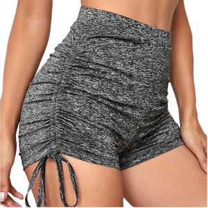 Pantalones cortos de Yoga de satén de cintura alta para mujer Ropa de calle de algodón transpirable Estilo de moda tejido ajustado para otoño - Product Image 4