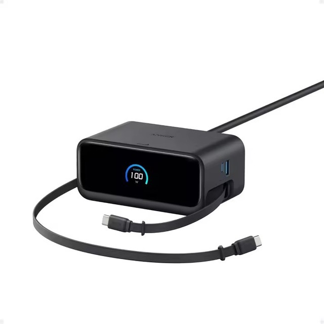 Nano Anker 100W Charging Station 7-in-1 USB-C Power Strip with 2 Anker InstaCord Retractable Cable Fast Charging for iPhone