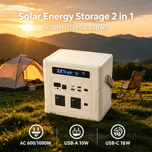 Outdoor Portable Station <b>Solar</b> <b>Generator</b> 902Wh MPPT Charging LED Display Pure Sine Wave Home - Product Image 1