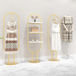 ชั้นวางโชว์เสื้อผ้าชั้นแขวนเสื้อผ้าสำหรับใส่ชุดงานพรอมงานพรอมทำจากสแตนเลสสีทอง - Product Image 4