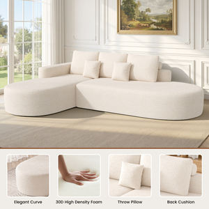 Sofá Seccional Curvo Convertible Moderno, Tela Chenilla, Espuma de Alta Densidad, Sin Ensamblaje, con Cojines para Sala de Estar y Centro Comercial - Product Image 5