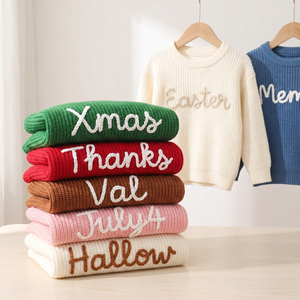<span class=keywords><strong>Pull</strong></span> tricoté à la main personnalisé pour filles, <span class=keywords><strong>pull</strong></span> unisexe pour femmes et adolescentes, pour Noël, Thanksgiving, Pâques, fêtes, vêtements décontractés d'hiver - Product Image 1
