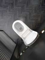 Siège de toilette intelligent de luxe au design moderne avec commande vocale IA, fixation au sol, siphon en S, télécommande, protection en mousse, chauffage du siège, automatique