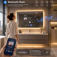 Miroir de salle de bain intelligent pour hôtel, mural, anti-buée, avec éclairage LED, miroir de vanité avec WiFi et Bluetooth