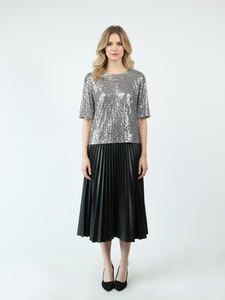 FALDA <span class=keywords><strong>MIDI</strong></span> CASUAL DE PIEL PU SUAVE PLISADA - Product Image 2