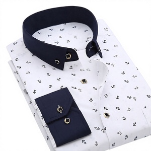 Nouvelle chemise décontractée coréenne pour homme, respirante, à manches longues, imprimée, coupe ajustée, avec motifs à carreaux <span class=keywords><strong>et</strong></span> floraux - Product Image 2