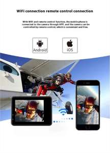 Caméra sportive 4K à double écran, dotée d'un écran tactile de 2 pouces, prend en charge le streaming Wi-Fi, télécommande sans fil - Product Image 6