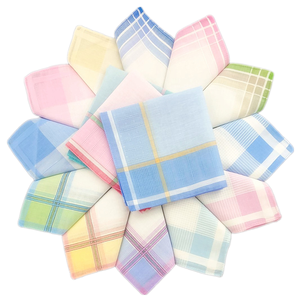 28cm Cotton Striped Handkerchief - Light Color Five-Color Mix, Soft &amp; Absorbent for <strong>Men</strong> &amp; Women (Wholesale) - Product Image 1
