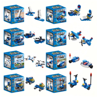 HTL Juego de Bloques de Construcción 2 en 1, Juguetes Educativos de Construcción DIY para Niños, Ladrillos de Partículas Pequeñas, Serie Policía Militar