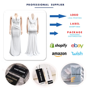 C6357 Dernières robes design pour femmes Robes de soirée couleur unie col en v sans manches froncé Robes longues femmes Robes de bal 2023 - Product Image 4