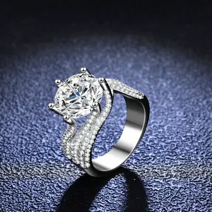 Fine jewelry fashion 925 sterling silver ring 5ct women diamond moissanite ring rings