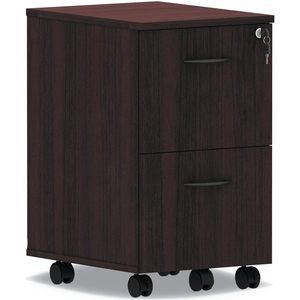 Alera Valencia Series Mobile Pedestal 2 Legal/Letter-Size <b>File</b> Drawers Mahogany Finish 15.38\" X 20\" X 26.63\" - Product Image 1