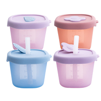 Contenants de stockage d'aliments pour bébés en silicone de qualité alimentaire, moule à cubes réutilisable pour aliments pour nourrissons avec couvercle hermétique