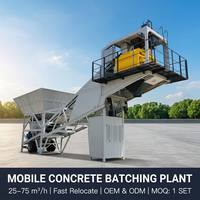 Station de malaxage de béton mobile YHZS sur remorque, 75m³/h, avec conception de chargement par conteneur pour projets de construction routière