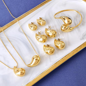 ต่างหูหมุดหยดน้ำสีทองหลายสไตล์สำหรับผู้หญิงของขวัญงานปาร์ตี้ทำจากสเตนเลสสตีลทอง14K สำหรับผู้หญิง - Product Image 3