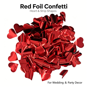 Coriandoli a Forma di Cuore Rosso Lucido 3cm, Coriandoli Metallici Multicolore in Confezione Grande per Celebrazioni, Matrimoni e Feste - Product Image 1