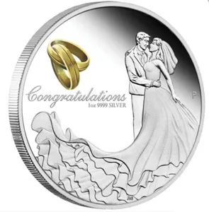 Hochzeits münze Blank Metal High Quality Free Design Niedriger Preis Custom ized Doppelseitige 3D Logo Emaille Paare Custom ized Coin Box