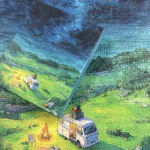 Rompecabezas Prairie And Starry Night de 1000 piezas, rompecabezas de papel de alta gama para adultos, esquinas cuadradas, diseño plano - Product Image 1