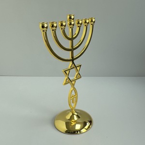 Ménorah en <span class=keywords><strong>métal</strong></span> plaqué or gravée et sculptée, modèle de Noël, décoration de maison, religieuse, moderne et traditionnelle - Product Image 2
