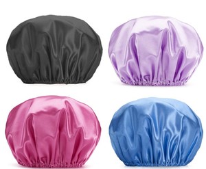 Bonnet de douche de <span class=keywords><strong>bain</strong></span> extra large en satin solide Offre Spéciale bonnet de <span class=keywords><strong>bain</strong></span> à double couche bonnet de <span class=keywords><strong>bain</strong></span> - Product Image 2