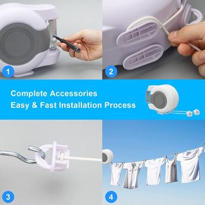 Double ligne de séchage rétractable, <span class=keywords><strong>corde</strong></span> à <span class=keywords><strong>linge</strong></span> robuste rétractable, <span class=keywords><strong>corde</strong></span> à <span class=keywords><strong>linge</strong></span> pour séchage intérieur et extérieur - Product Image 5