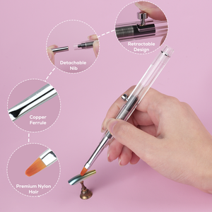 Yihuale Manicure Brush Tool Phototherapy Carving Painted Gel Pen Transparent <strong>Acrylic</strong> Liner Brush Retractable <strong>Nail</strong> Art Brush - Product Image 3