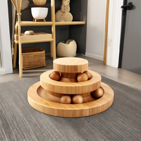 Jouet interactif en bambou à double couche pour chat, balle de piste intelligente, rouleau oscillant, tunnel durable, cadeau, jouet pour chat roulant