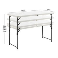 Mesa de acampada ultraligera de plástico plegable pequeña de almacenamiento de 74cm de altura ajustable moderna al por mayor para barbacoa de eventos